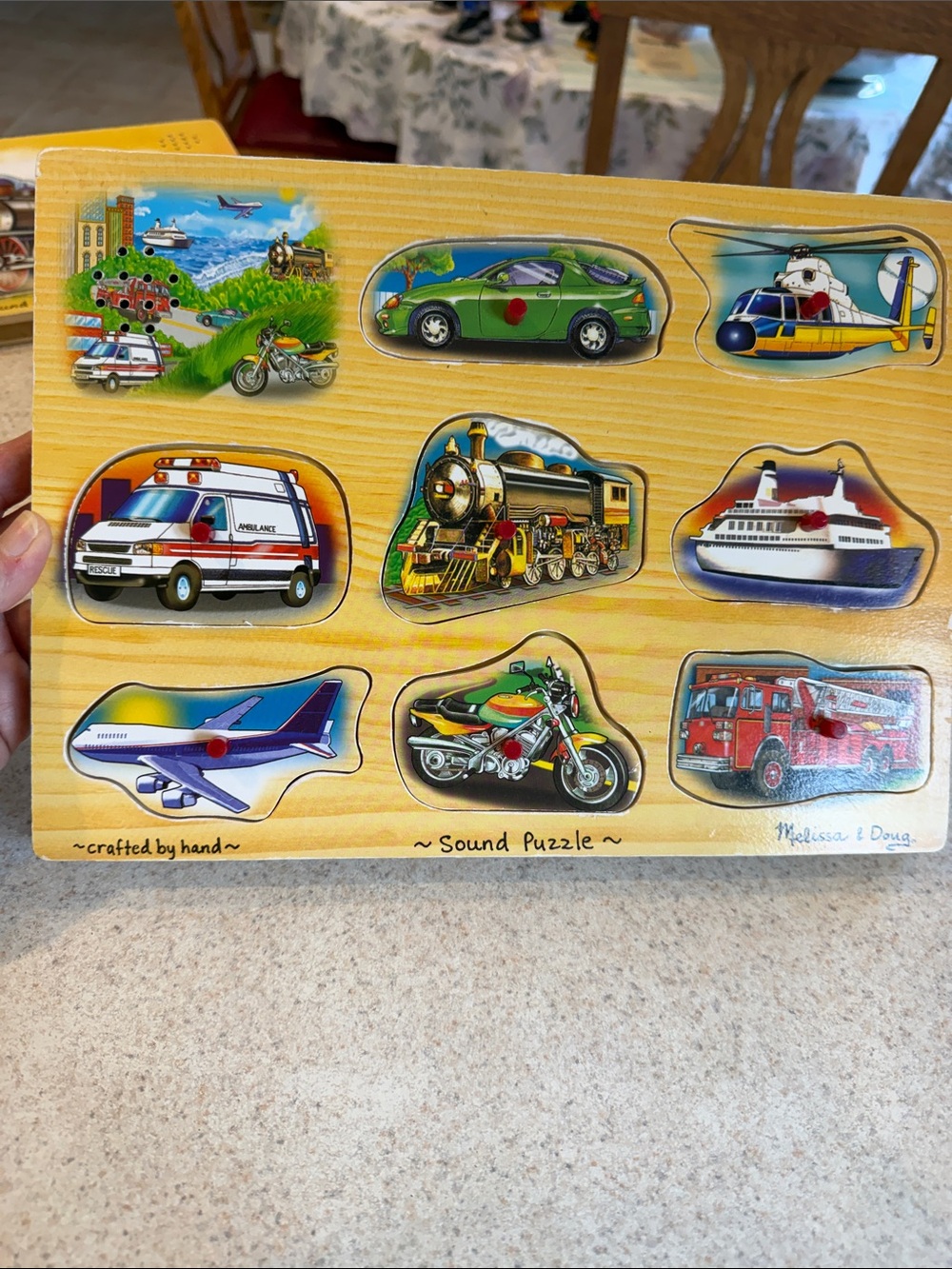 Melissa & Doug Wooden Transportation Puzzle - Green, Red, Blue, Yellow